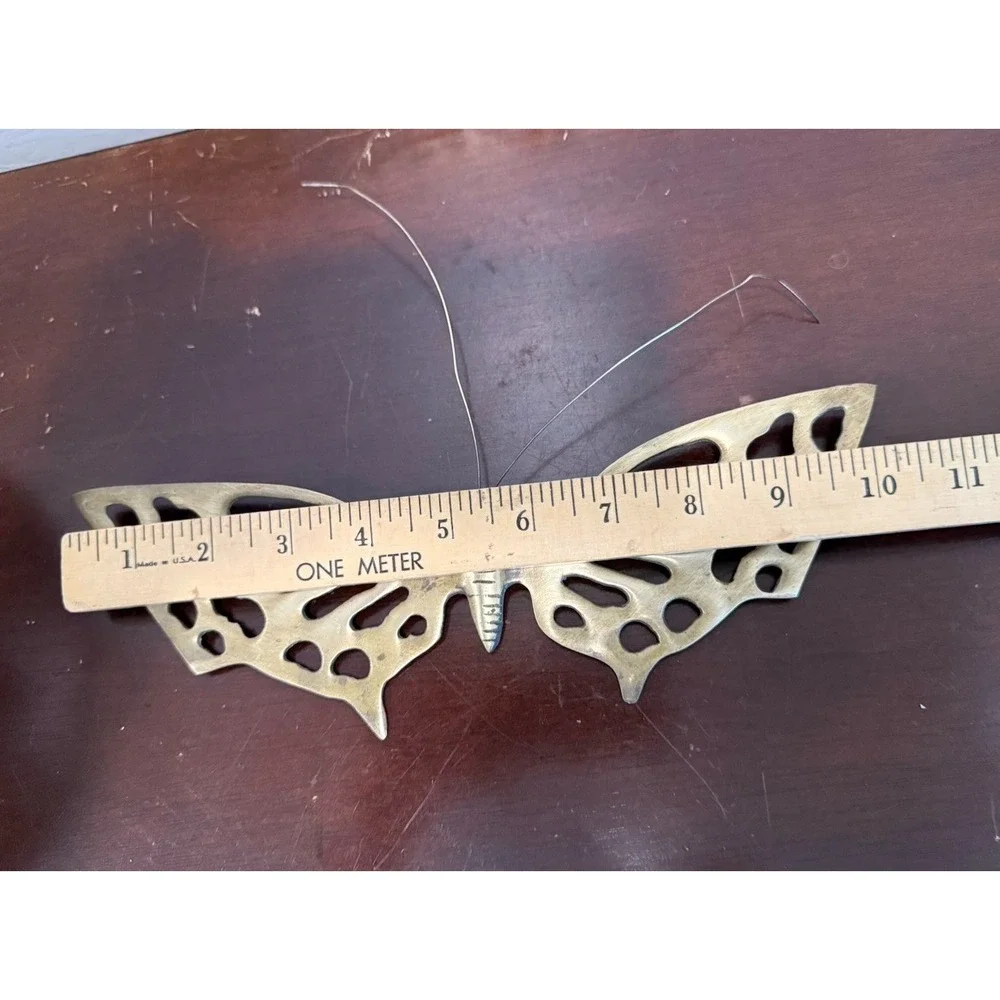 Lot Of 2 Vintage Brass Butterflies Wall Hanging Bendable antenna Garden Art